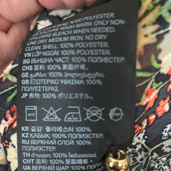 H&M Floral Long Sleeved High Neck Lightweight Blouse Navy Multi Womens Size XS - Picture 11 of 12